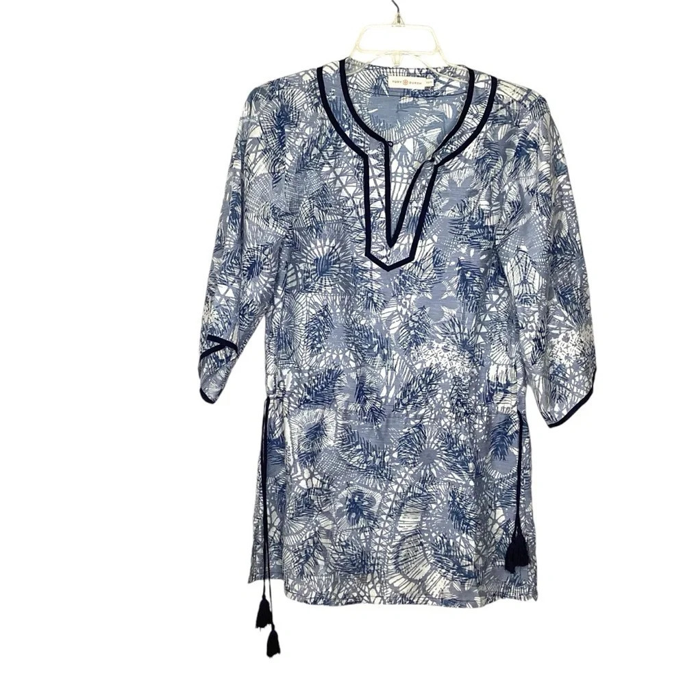 Tory Burch Top/Swimsuit Cover Sz S Blue EUC - Picture 3 of 10